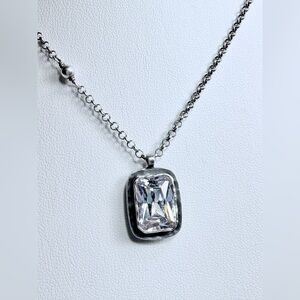 Silpada Oxidized Sterling & Crystal SHINE Necklace w/Cubic Zirconia Pendant